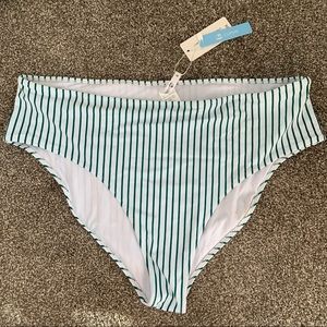 Cupshe Green/White Striped High Waisted Bikini Bottom Size 3X